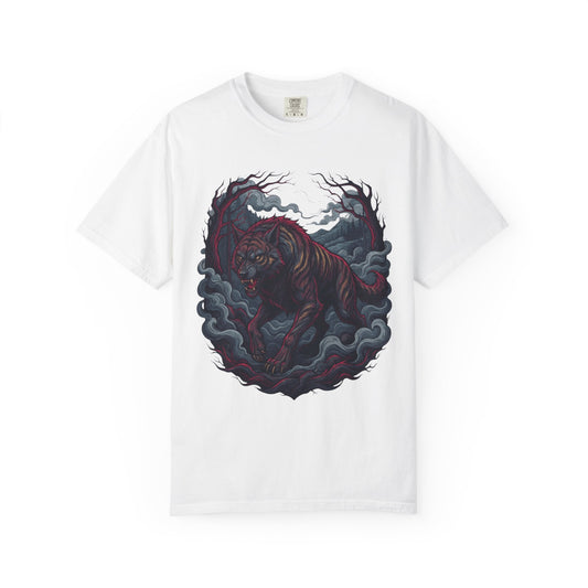 Color: White | The Beast of Gévaudan (France) Unisex Garment-Dyed Tee