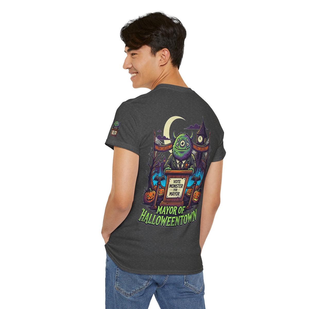 Color: Dark Heather | Vote Monster For Mayor Premium Graphic Tee