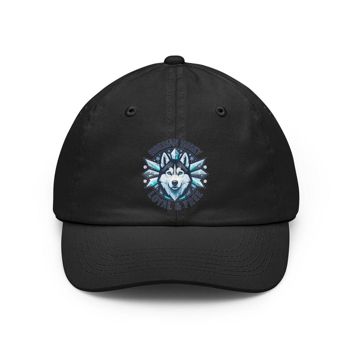 Color: Black | Siberian Husky Loyal & Free Dad Hat