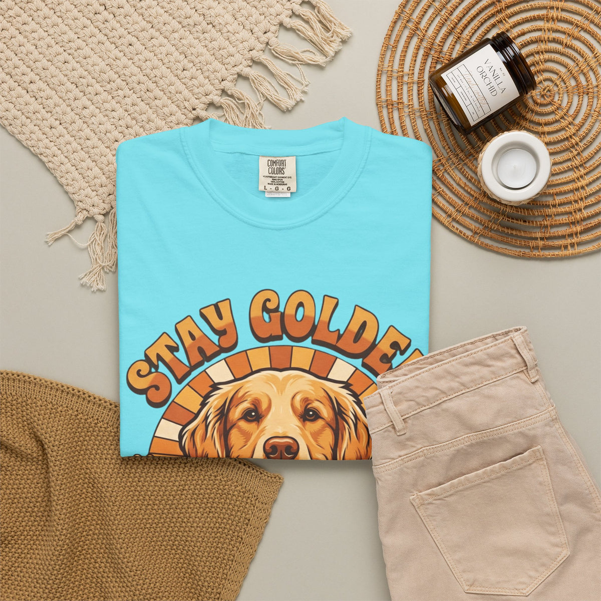 "Stay Golden & Bark On" Unisex Garment-Dyed Tee