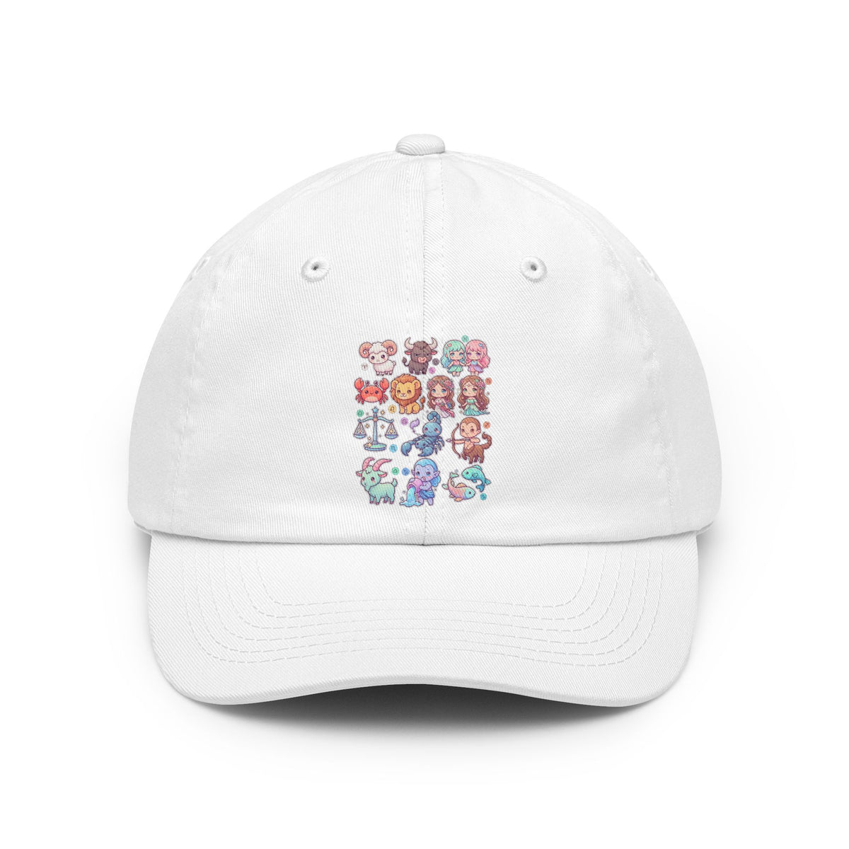 Color: White | Cute Chibi Zodiac Dad Hat