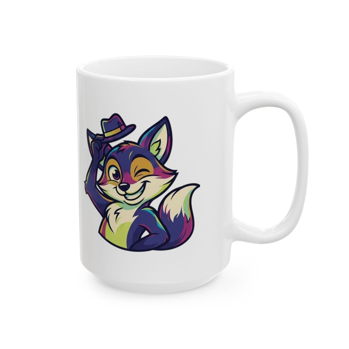 "Mischievous" White Ceramic Mug — Graphic