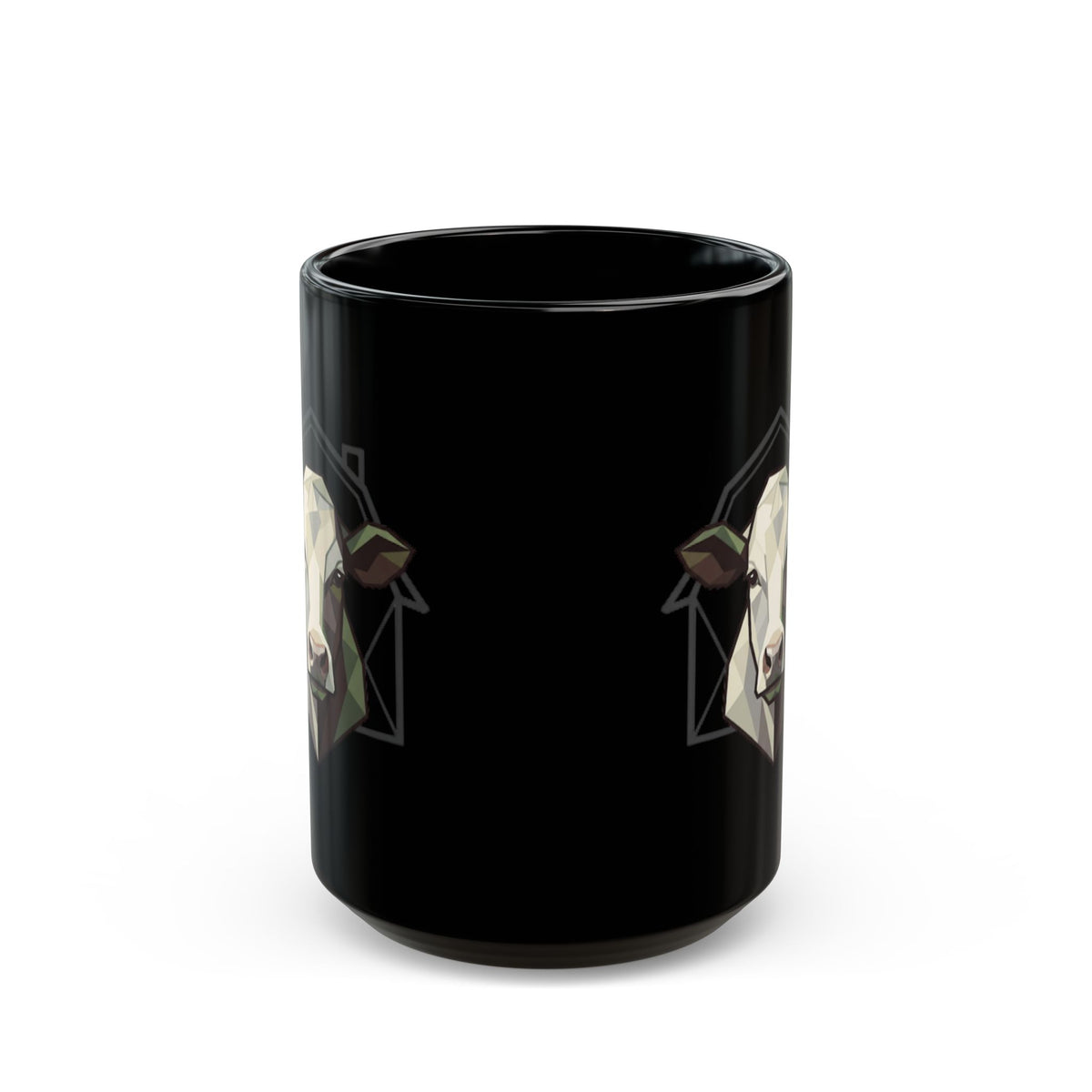 "Barnyard Cow" Black Ceramic Mug