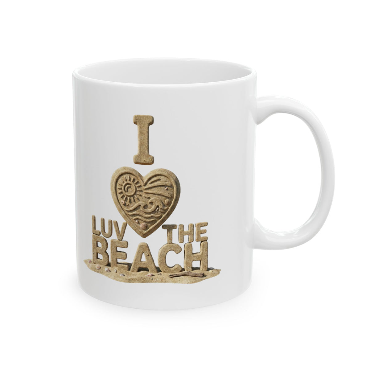 "I Luv The Beach" White Ceramic Mug