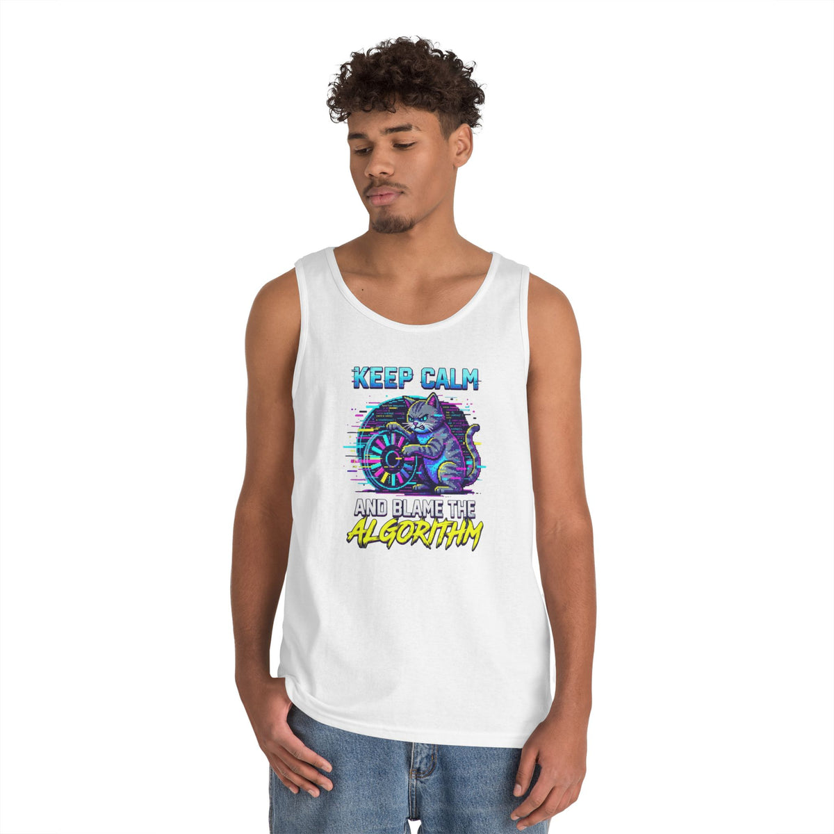 Color: White | Keep Calm And Blame The Algorithm Tank Top