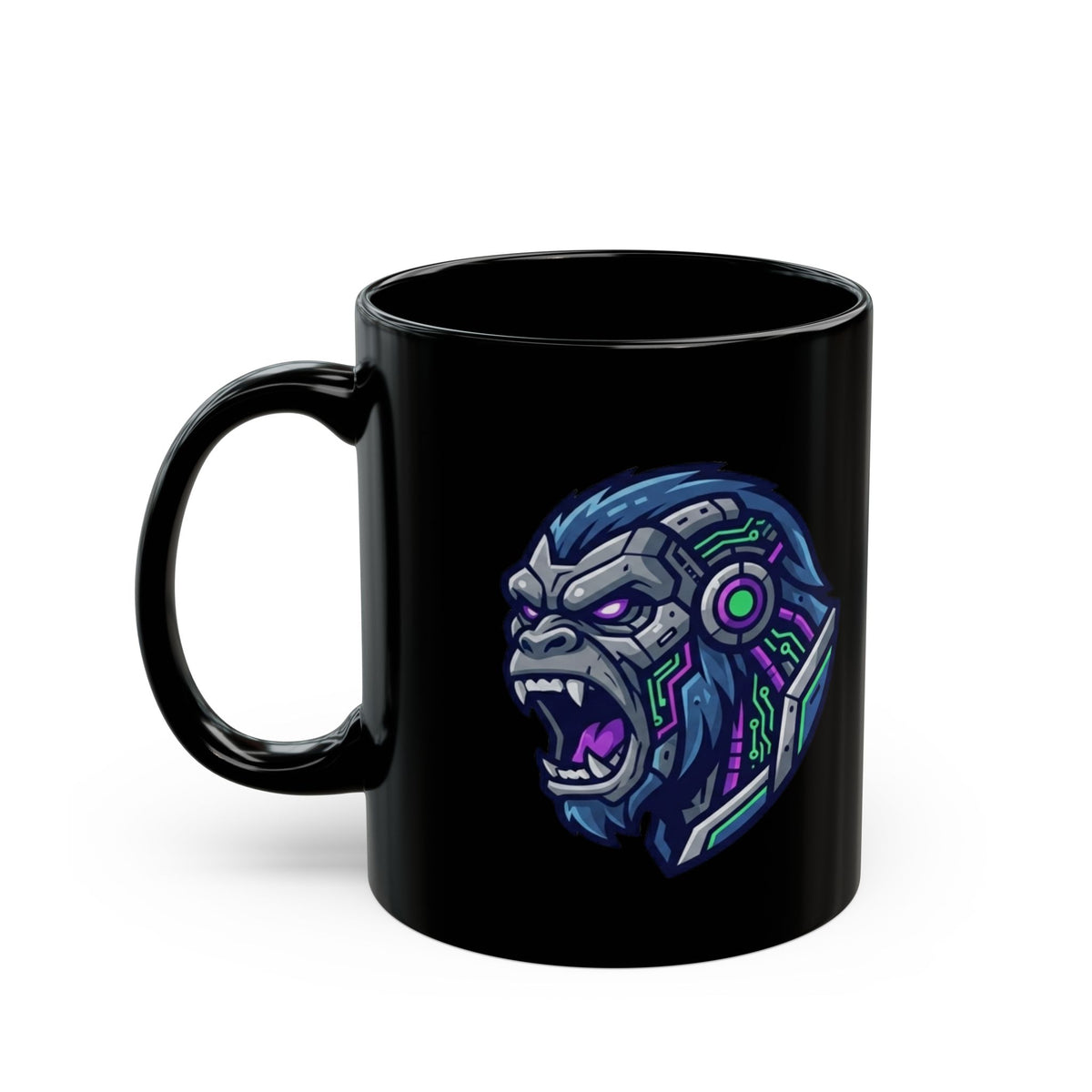 "Cyber Chimp" Black Ceramic Mug — Graphic