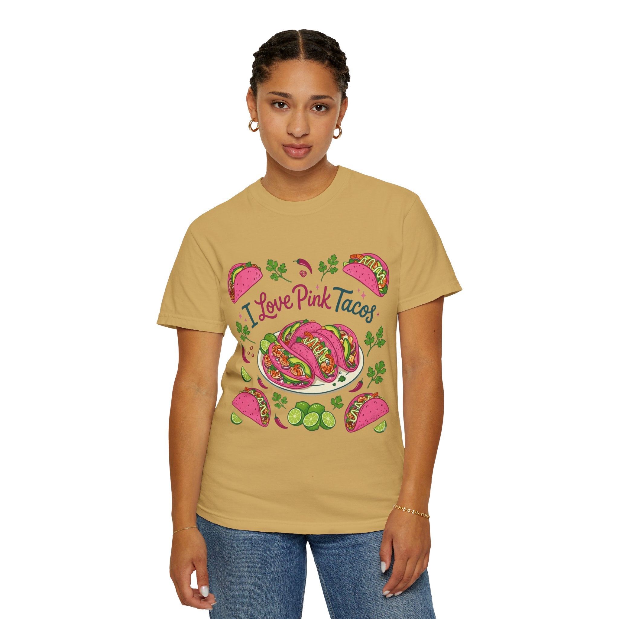 "I Love Pink Tacos" Unisex Garment-Dyed T-shirt