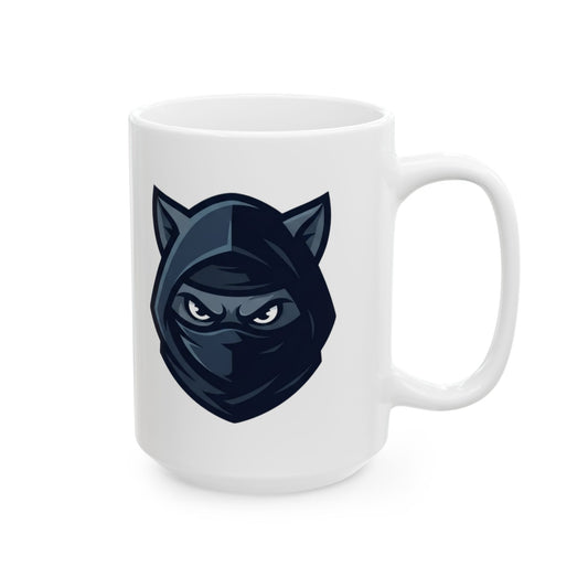 "Ninja Cat Credible" White Ceramic Mug — Graphic