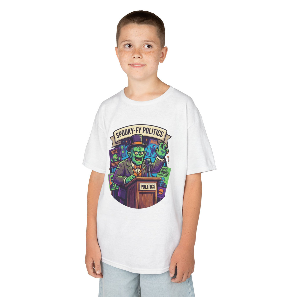Color: White | Spooky-Fy Politics Kids Tee