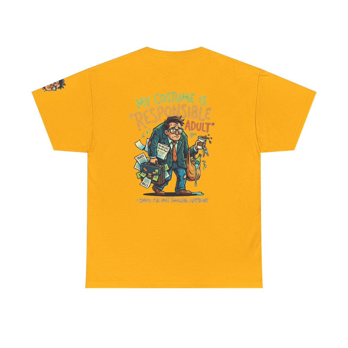 Color: Gold | Responsible Adult Costume Premium Graphic Tee