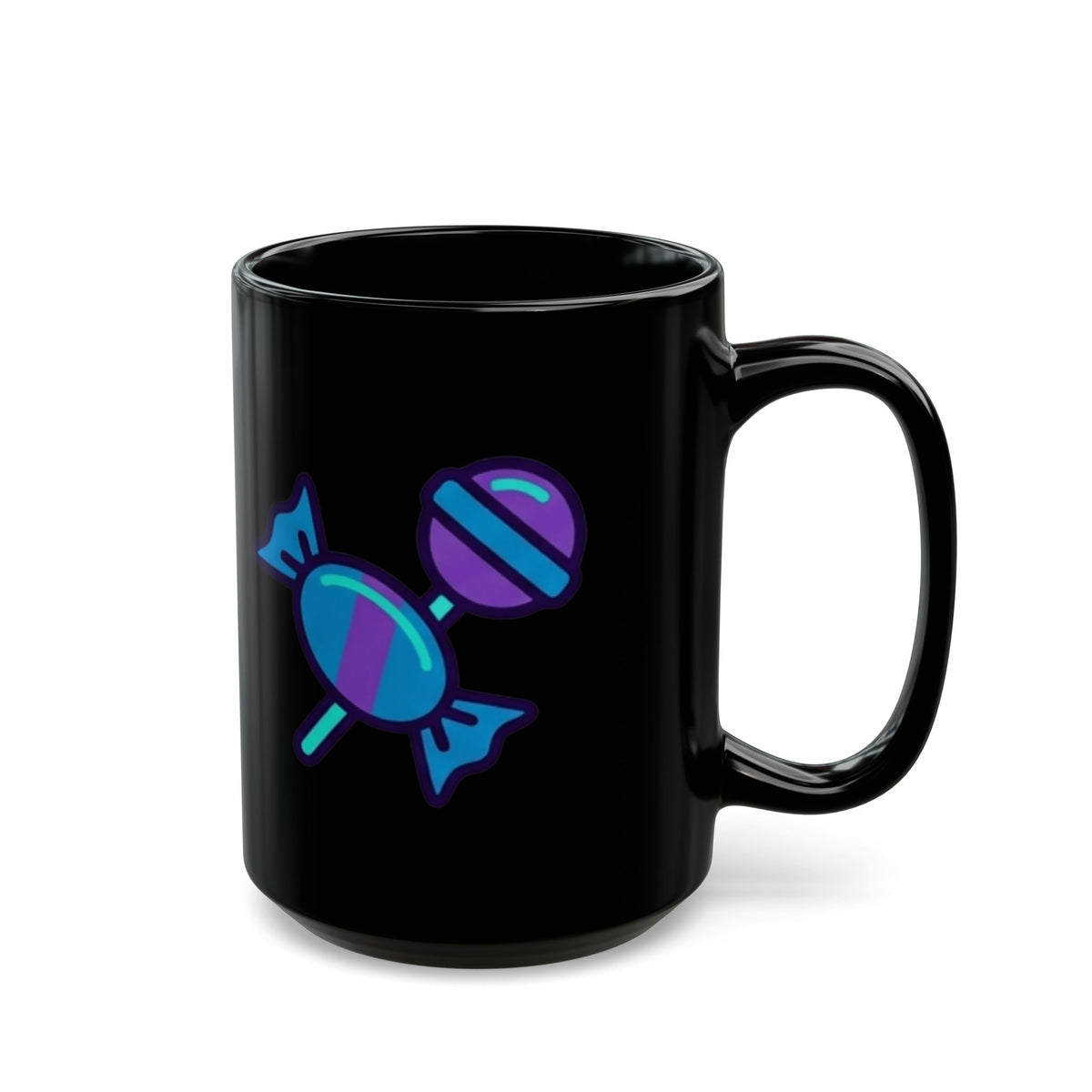 "Free Candy For All" Black Ceramic Mug — Graphic