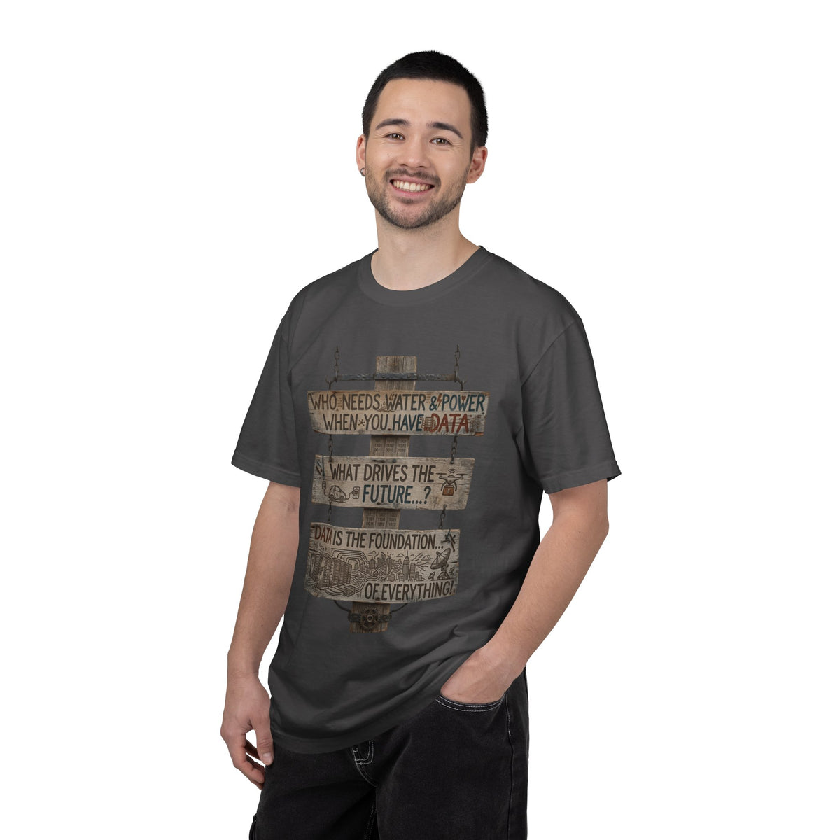 Color: Graphite | Who Needs Water and Power Unisex Garment-Dyed T-shirt