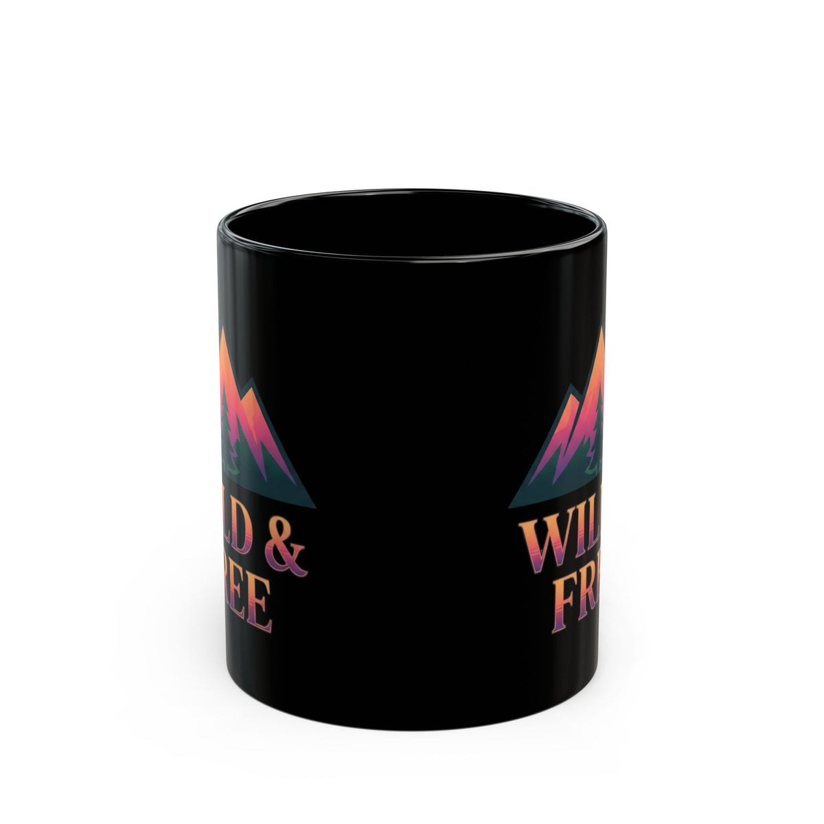 "Wild & Free" Black Ceramic Mug — Graphic