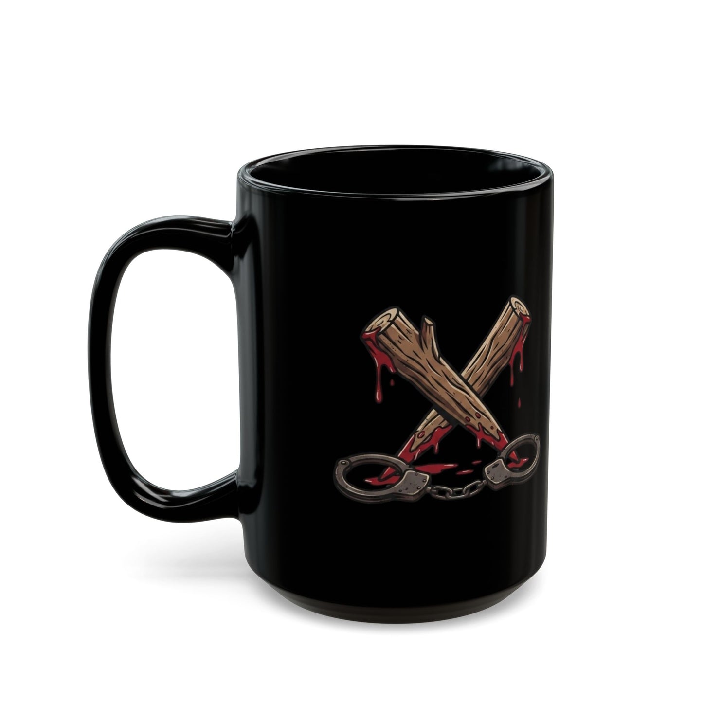 "Pound Your Stake In Me" Black Ceramic Mug — Graphic