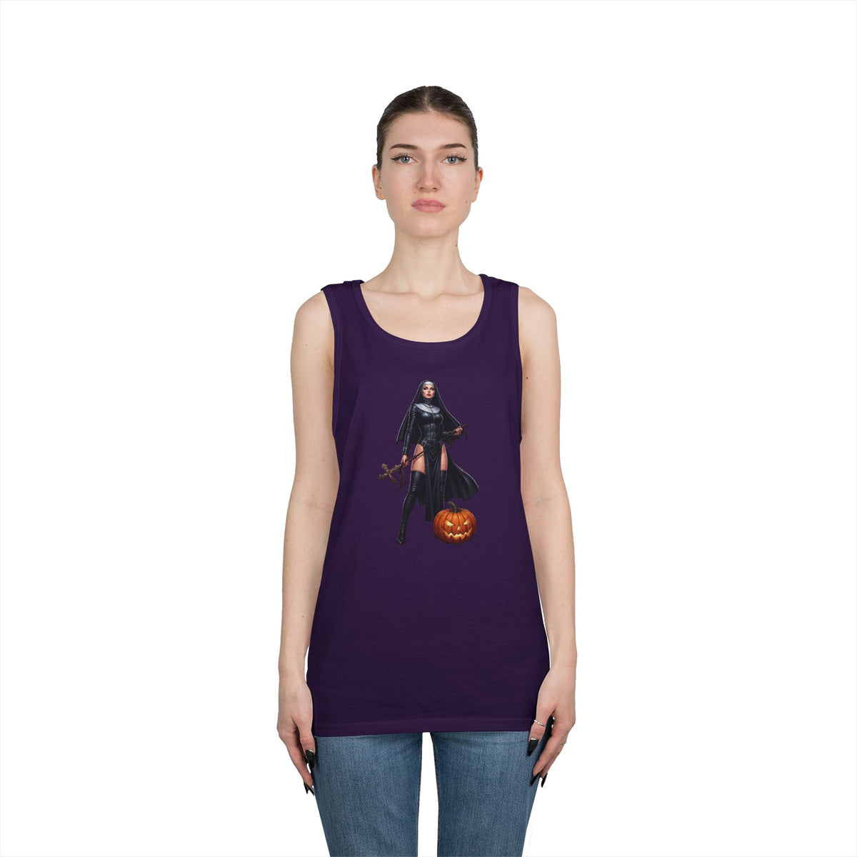Color: Purple | Sexy Halloween Nun Tank Top