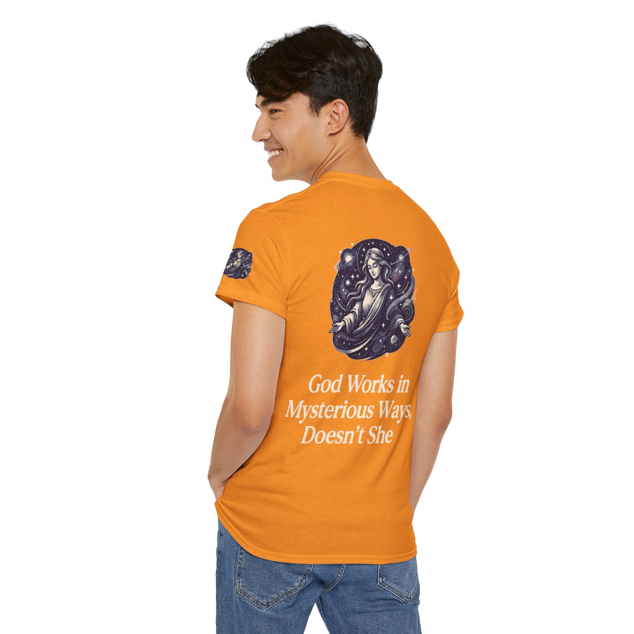 "God Works in Mysteroius Ways" Premium Graphic Tee