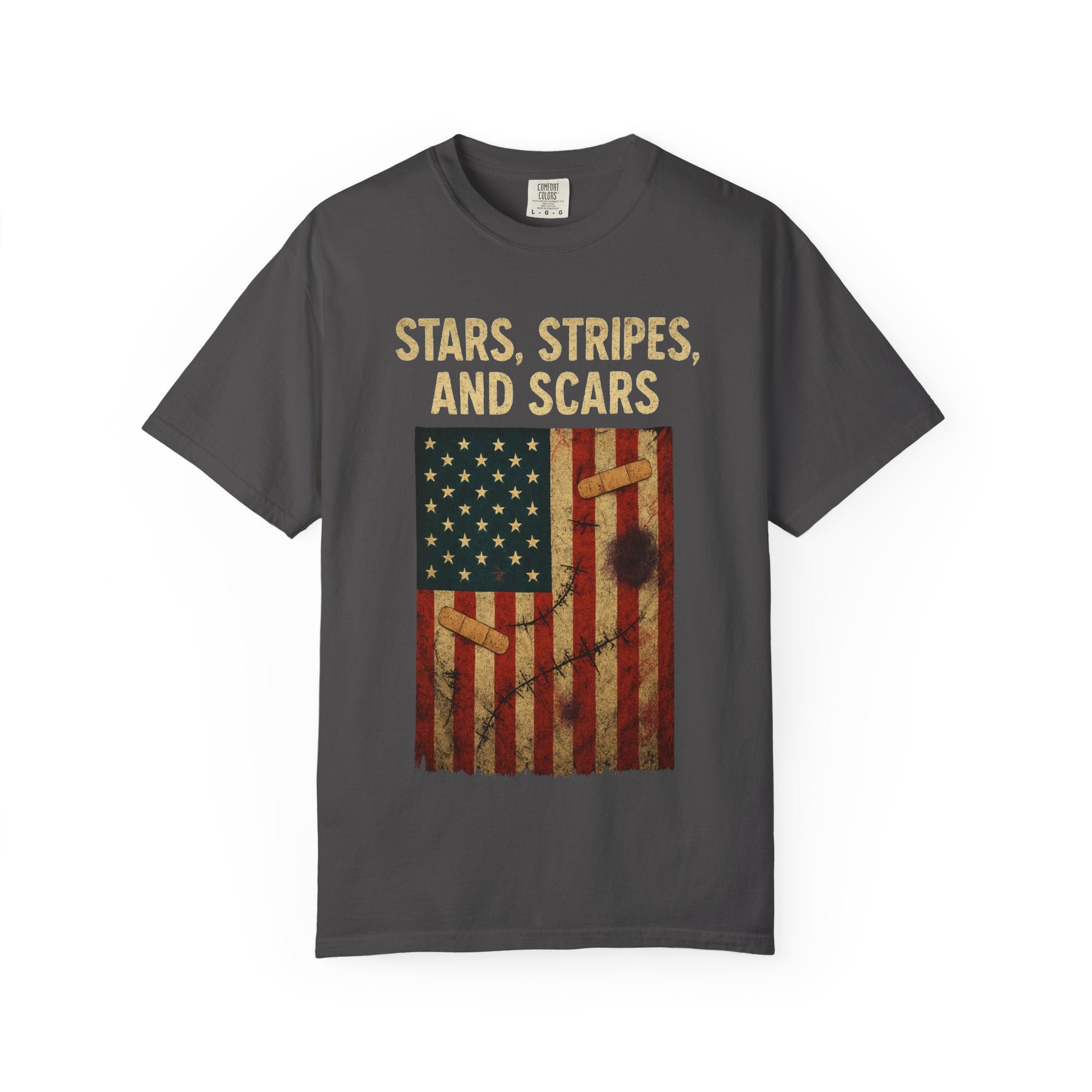 "STARS, STRIPES, AND SCARS" Unisex Garment-Dyed T-shirt