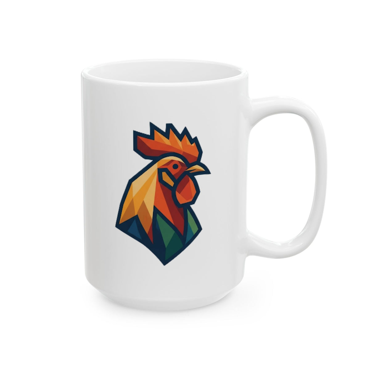 "Barnyard Rooster" White Ceramic Mug — Graphic
