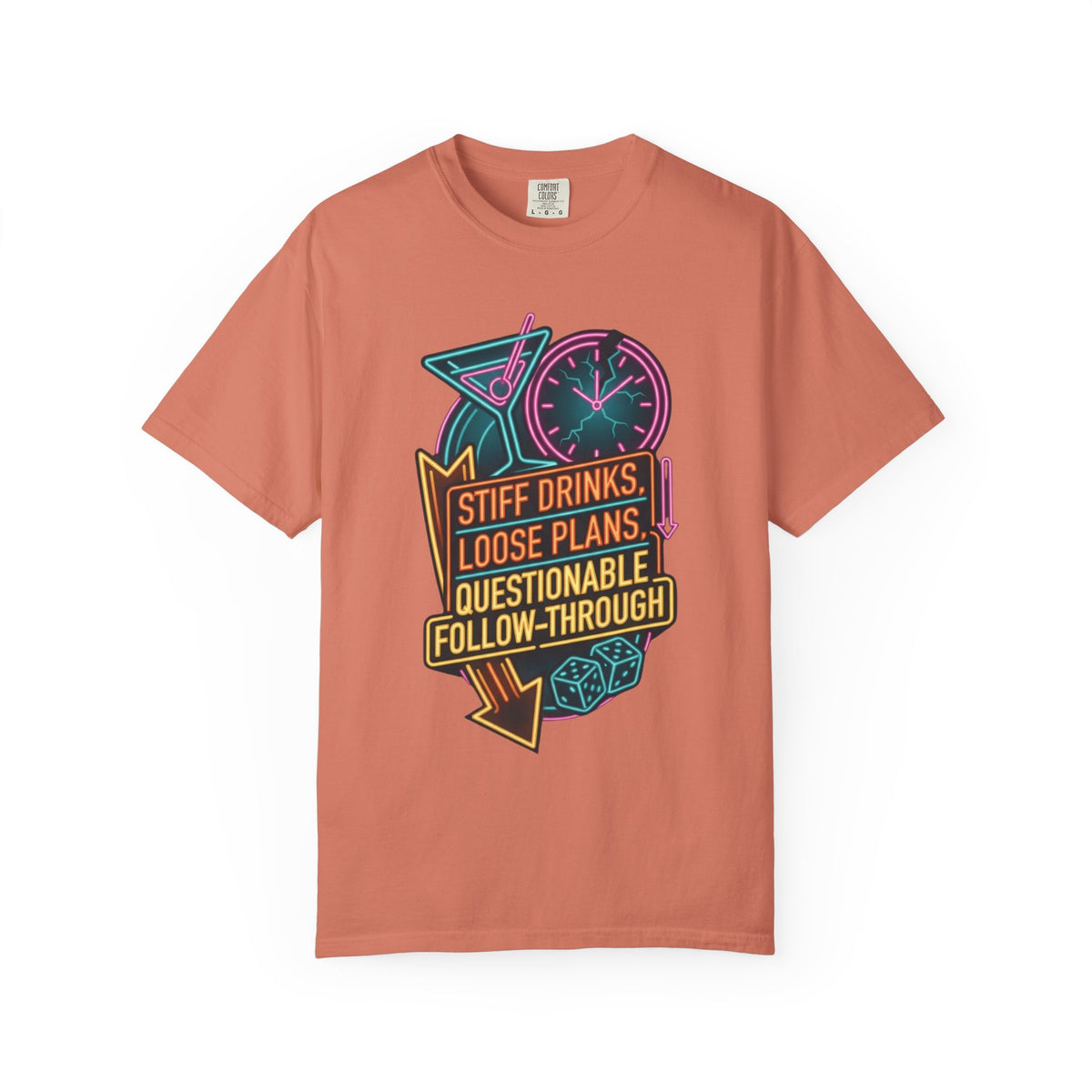 "Stiff Drinks Loose Plans" Unisex Garment-Dyed Tee