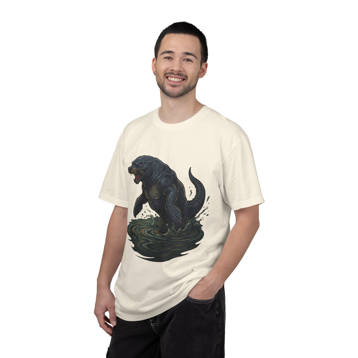 Color: Ivory | Bunyip (Australian Aboriginal Mythology) Unisex Garment-Dyed Tee