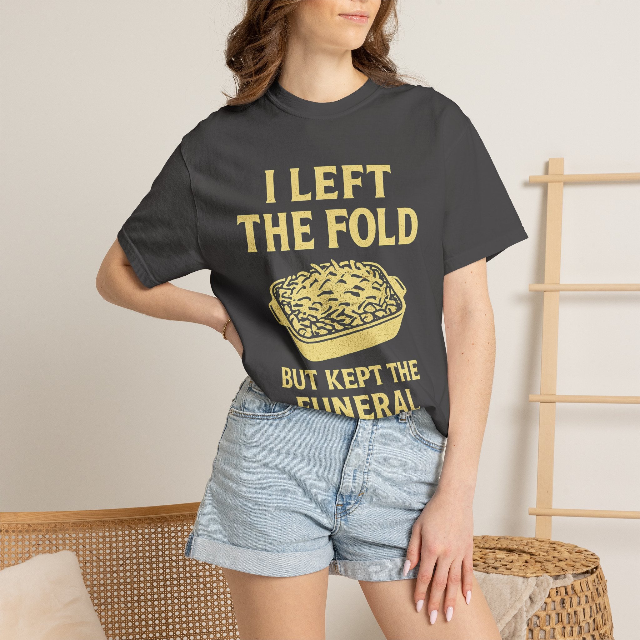 "Left the Fold, Kept the Funeral Potatoes" Unisex Garment-Dyed T-shirt