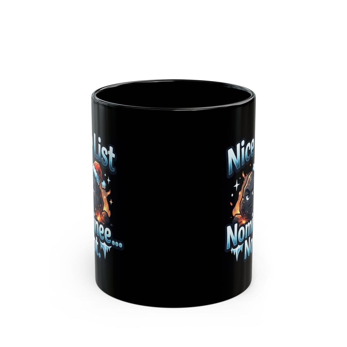 "Nice List Nominee" Black Ceramic Mug