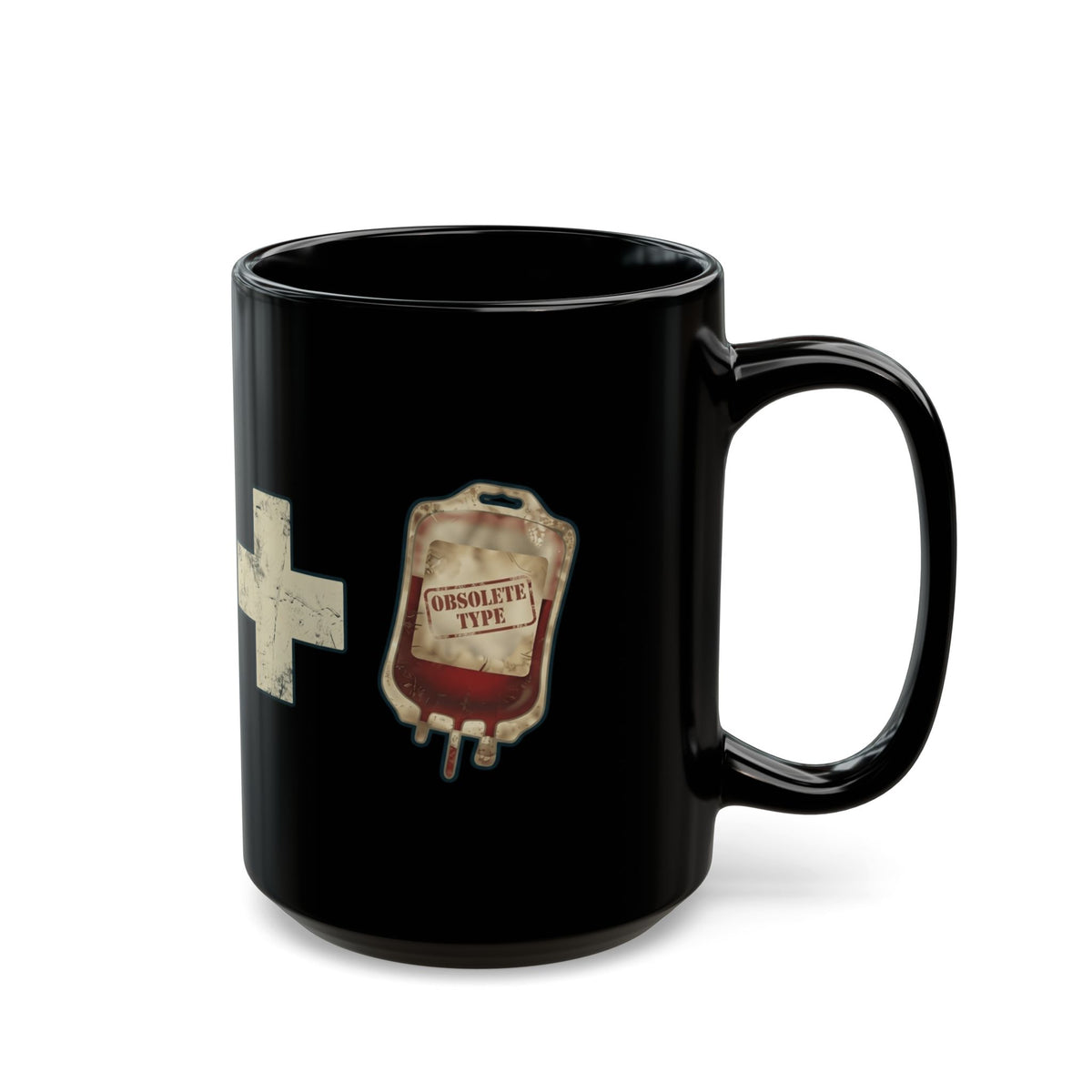 "Blood Type" Black Ceramic Mug — Graphic