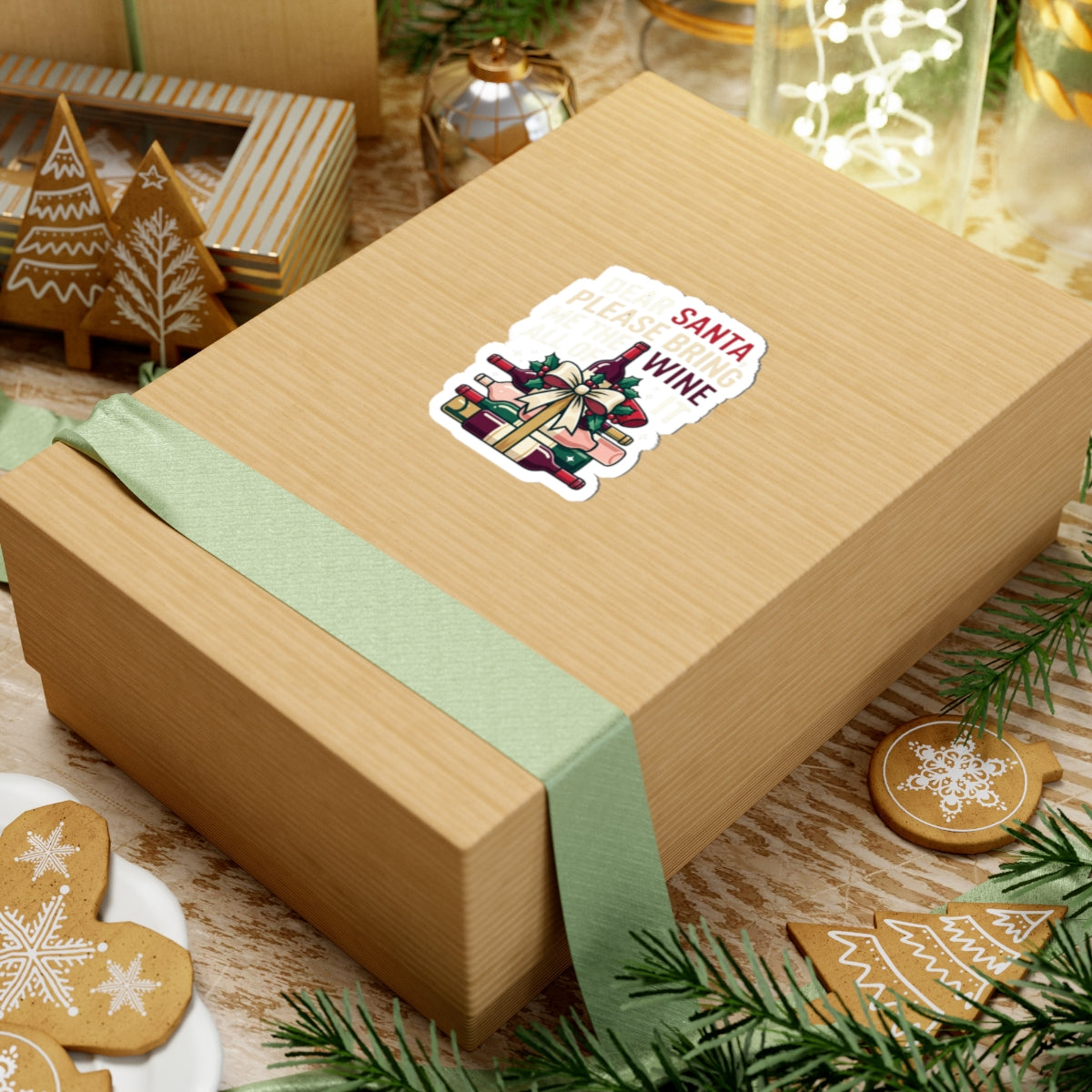 "Santa Bring Me Wine" Sticker — Main