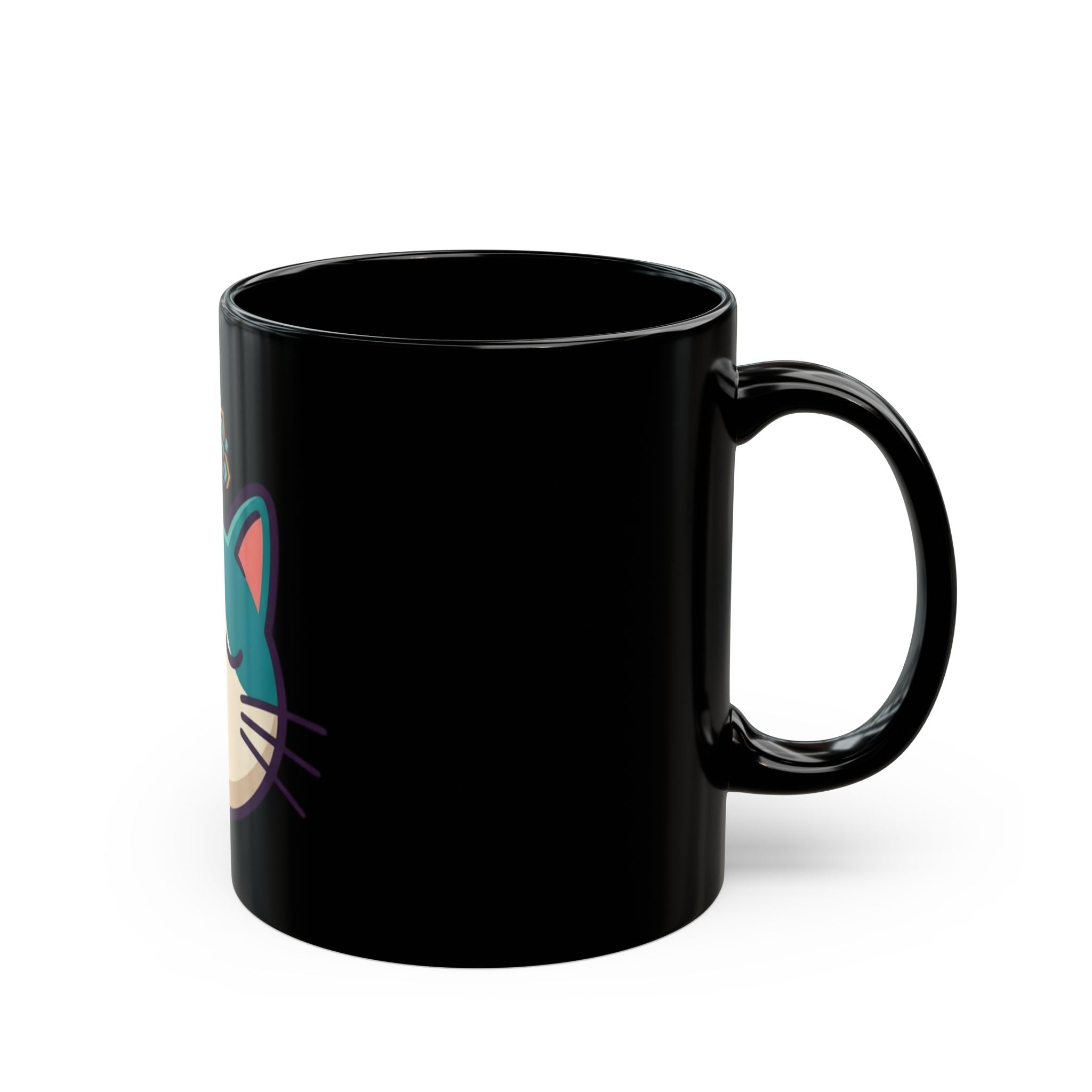 "Cat CALM" Black Ceramic Mug — Graphic