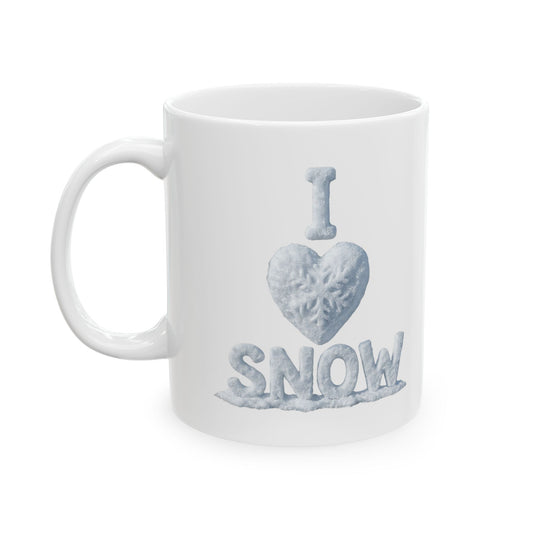 "I Love Snow" White Ceramic Mug