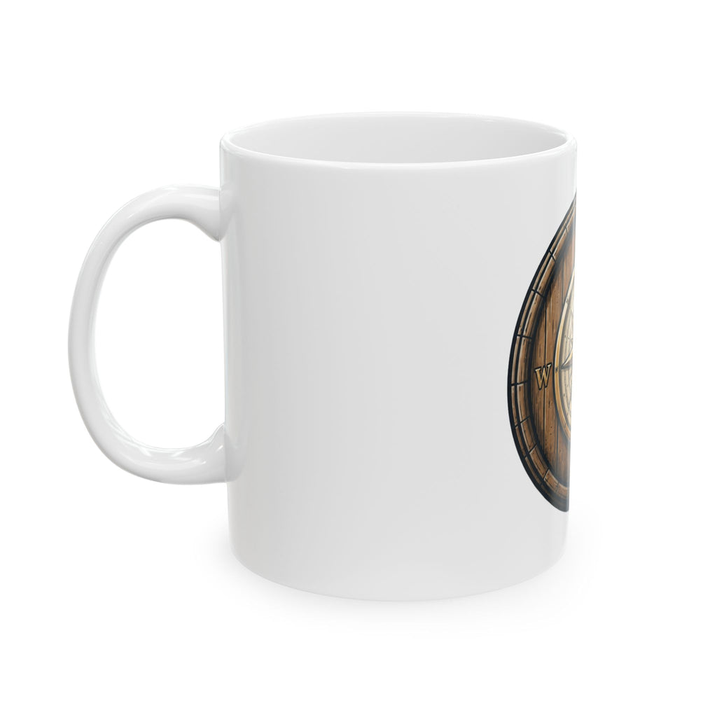 "Barrel & Compass Brewing" White Ceramic Mug — Graphic