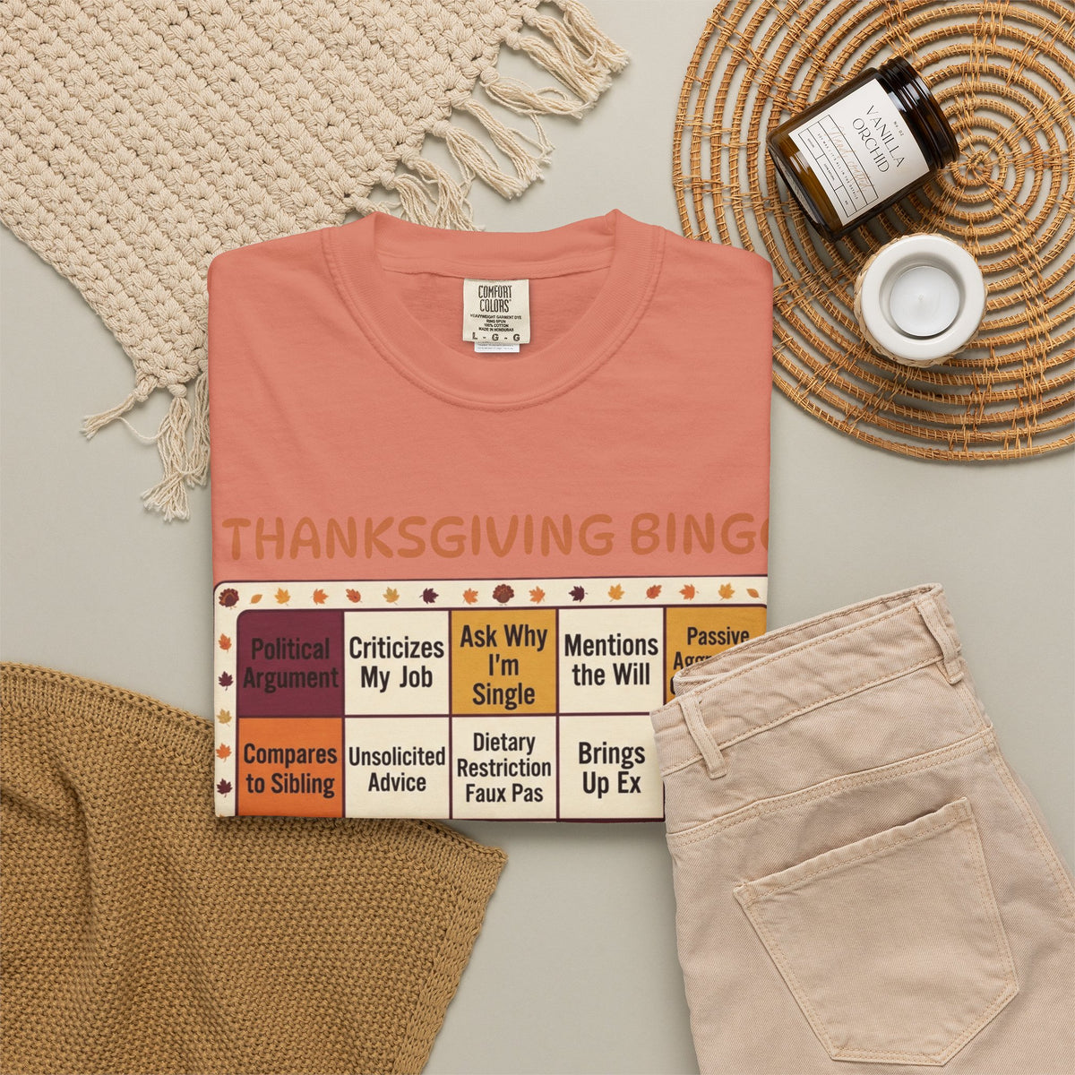 Thankgiving Bingo Unisex Garment-Dyed Tee