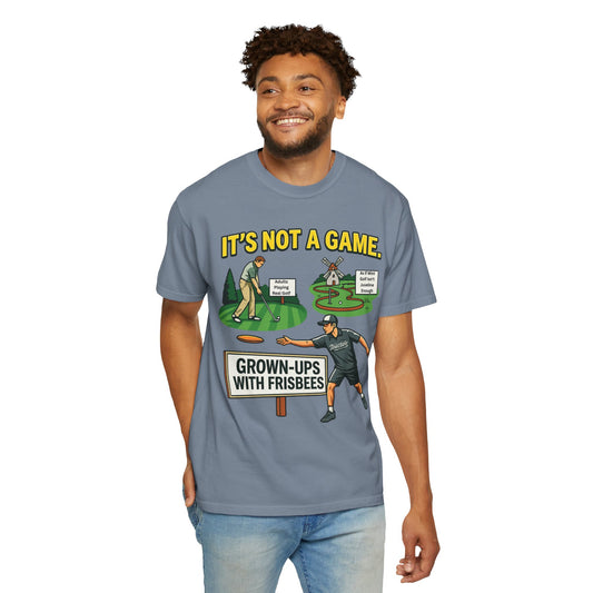 "Grown Ups With Frisbees" Unisex Garment-Dyed T-shirt