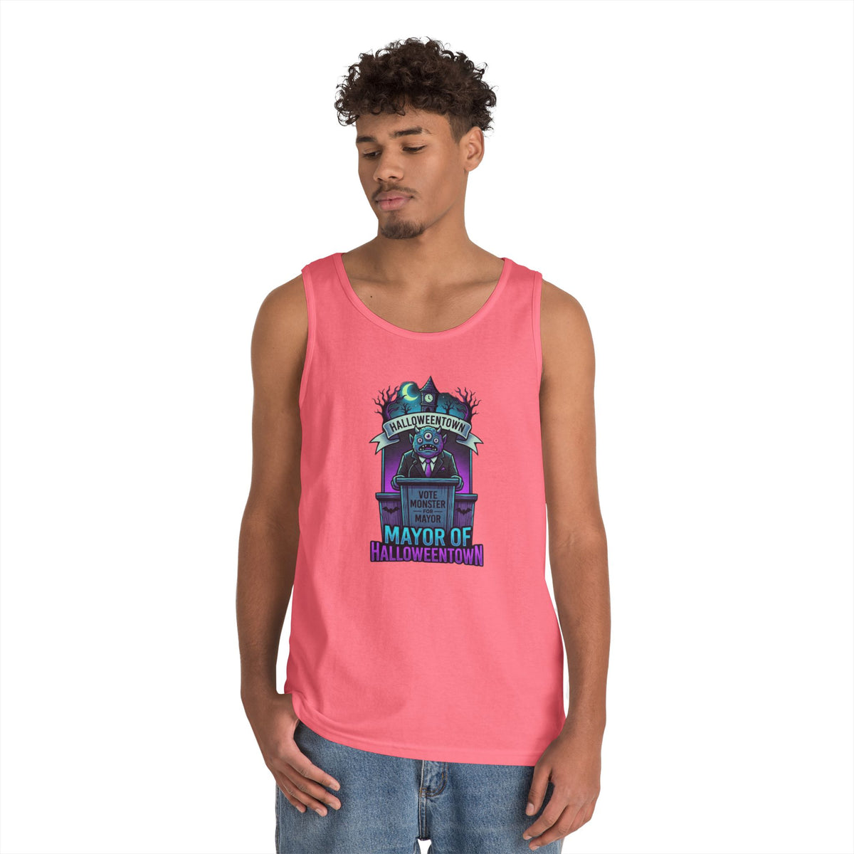 Color: Safety Pink | Mayor Of Halloweentown Tank Top