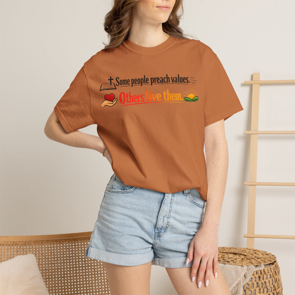 "Actions Over Sermons" Unisex Garment-Dyed T-shirt