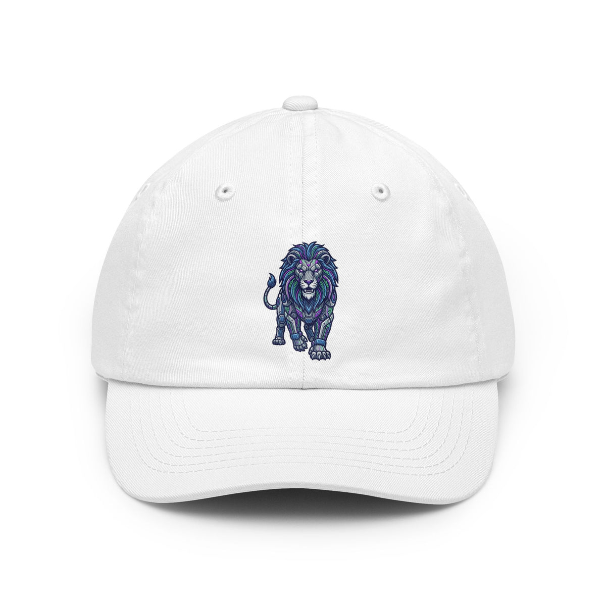 Color: White | Cyber Lion Dad Hat
