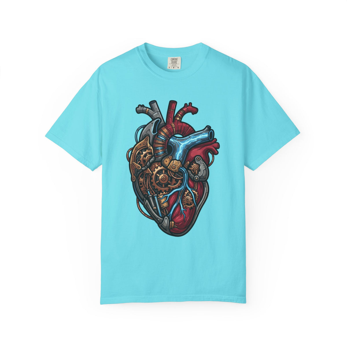 Color: Lagoon Blue | Mechanical Heart Unisex Garment-Dyed Tee