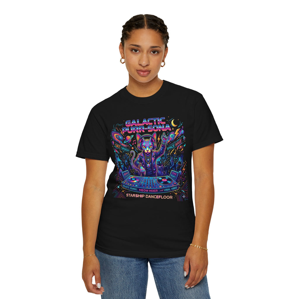 "Galactic Purr-Sona" Unisex Garment-Dyed Tee