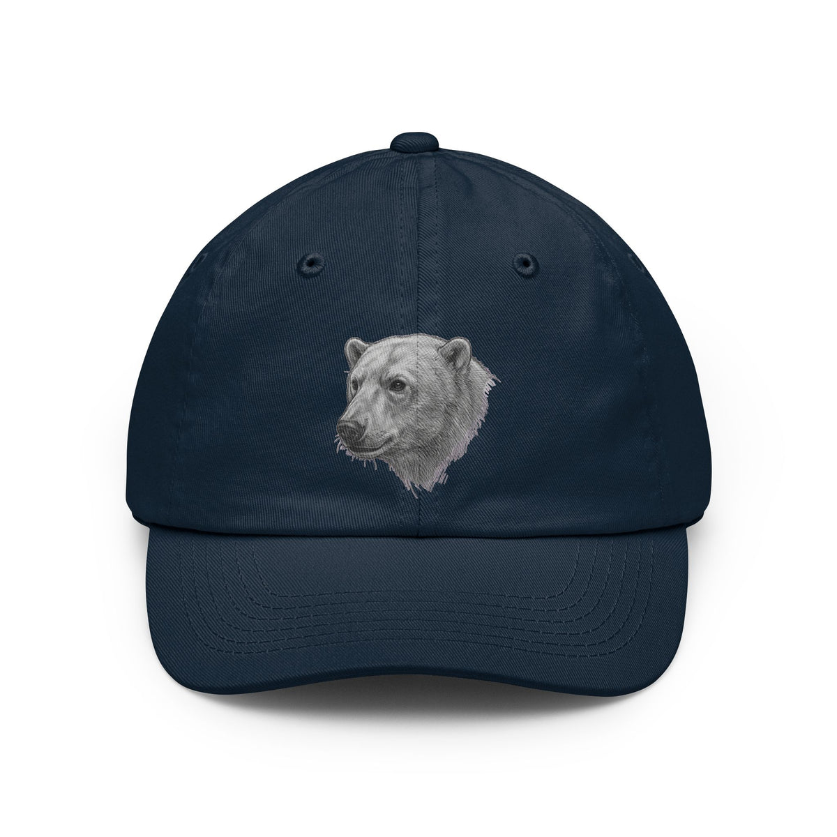 Color: Navy | Pencil Sketch Art Polar Bear Dad Hat — Graphic