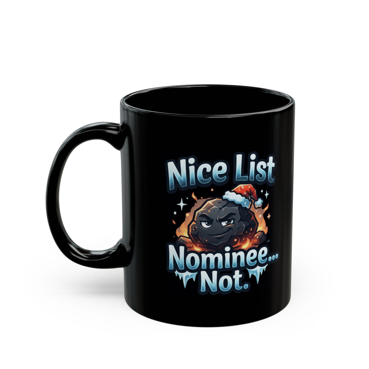 "Nice List Nominee" Black Ceramic Mug