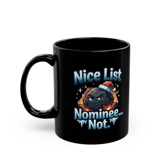 "Nice List Nominee" Black Ceramic Mug