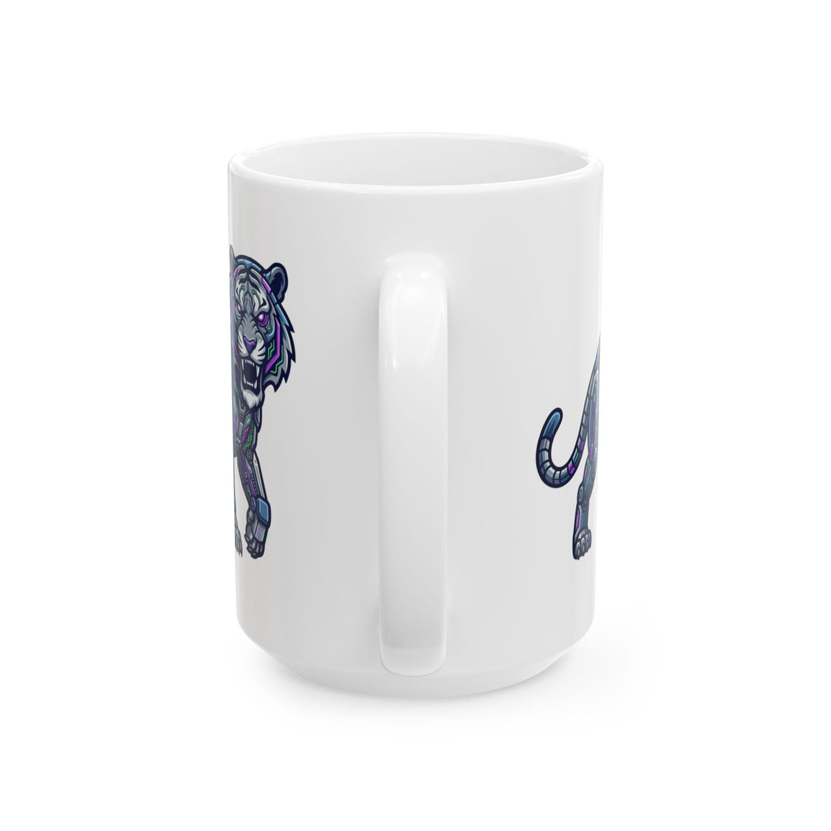 "Cyber Tiger" White Ceramic Mug