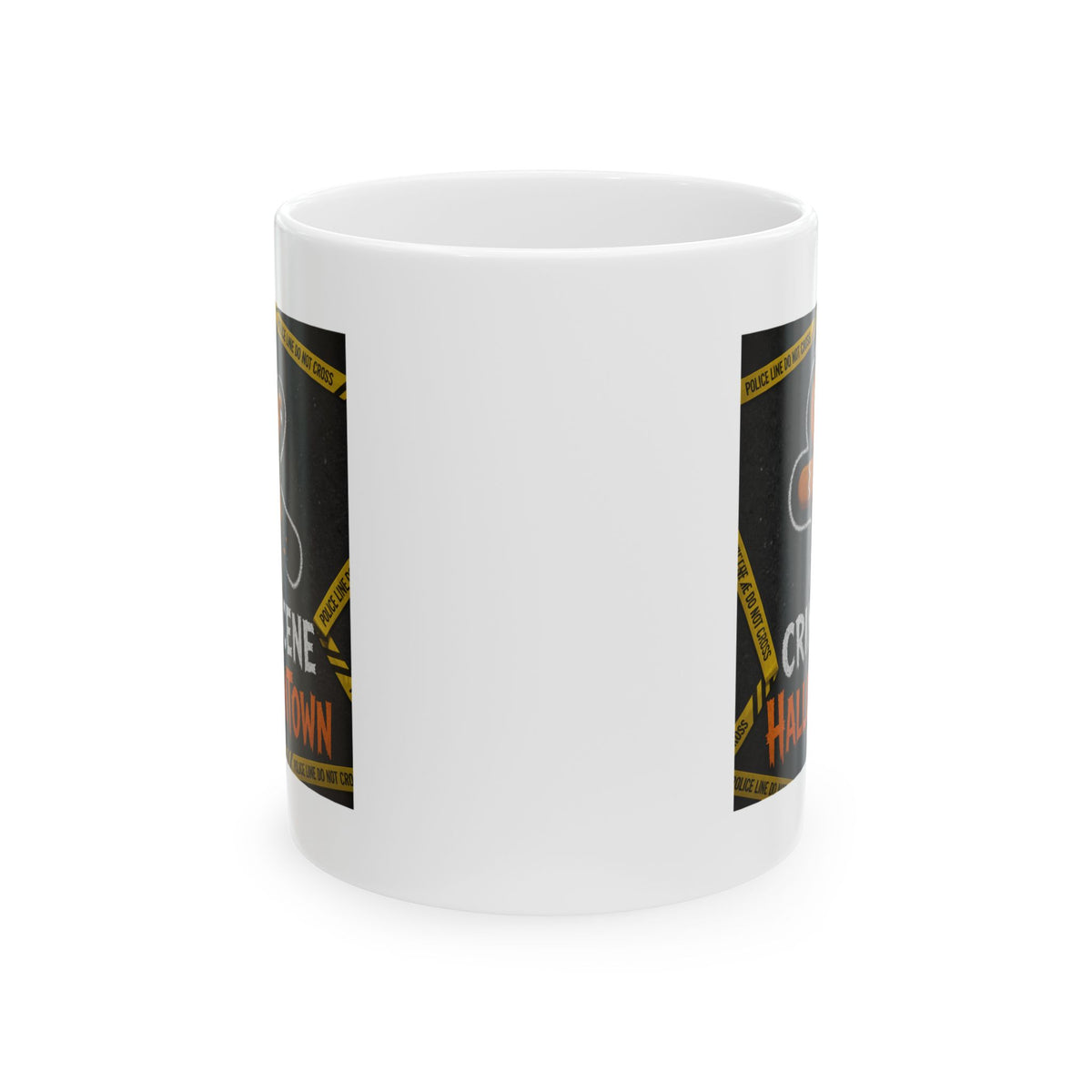 "Crime Scene in Halloweentown" White Ceramic Mug