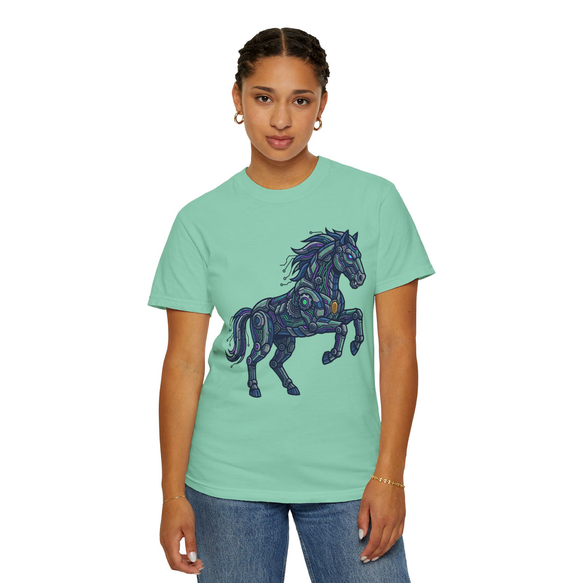 Color: Island Reef | Cyber Mustang Unisex Garment-Dyed Tee