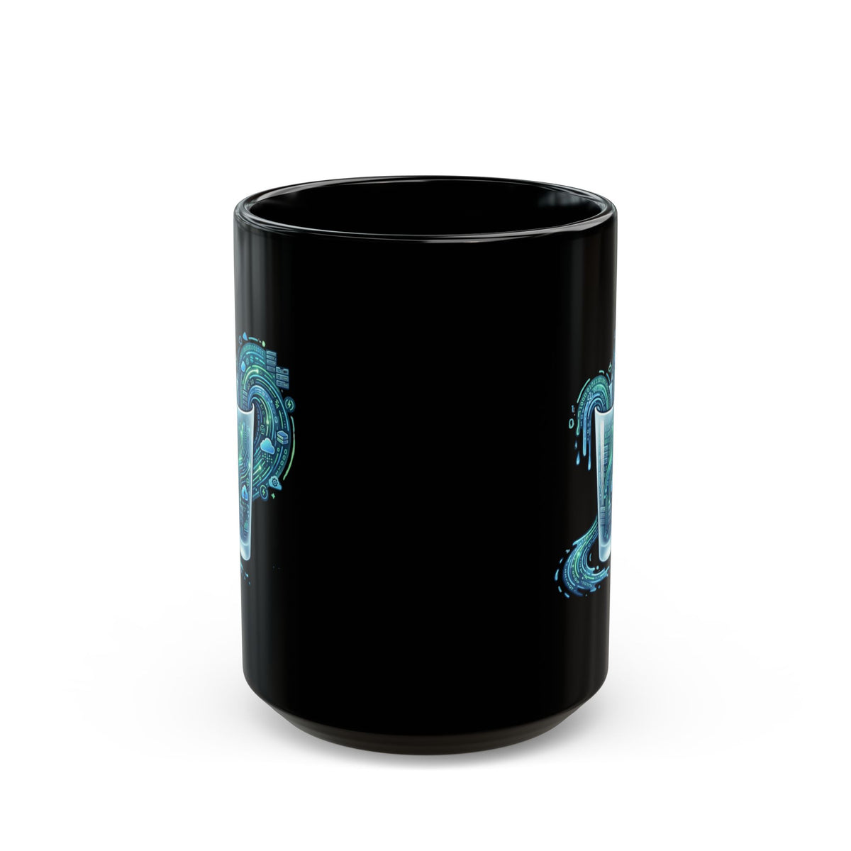 "Glass of Data" Black Ceramic Mug