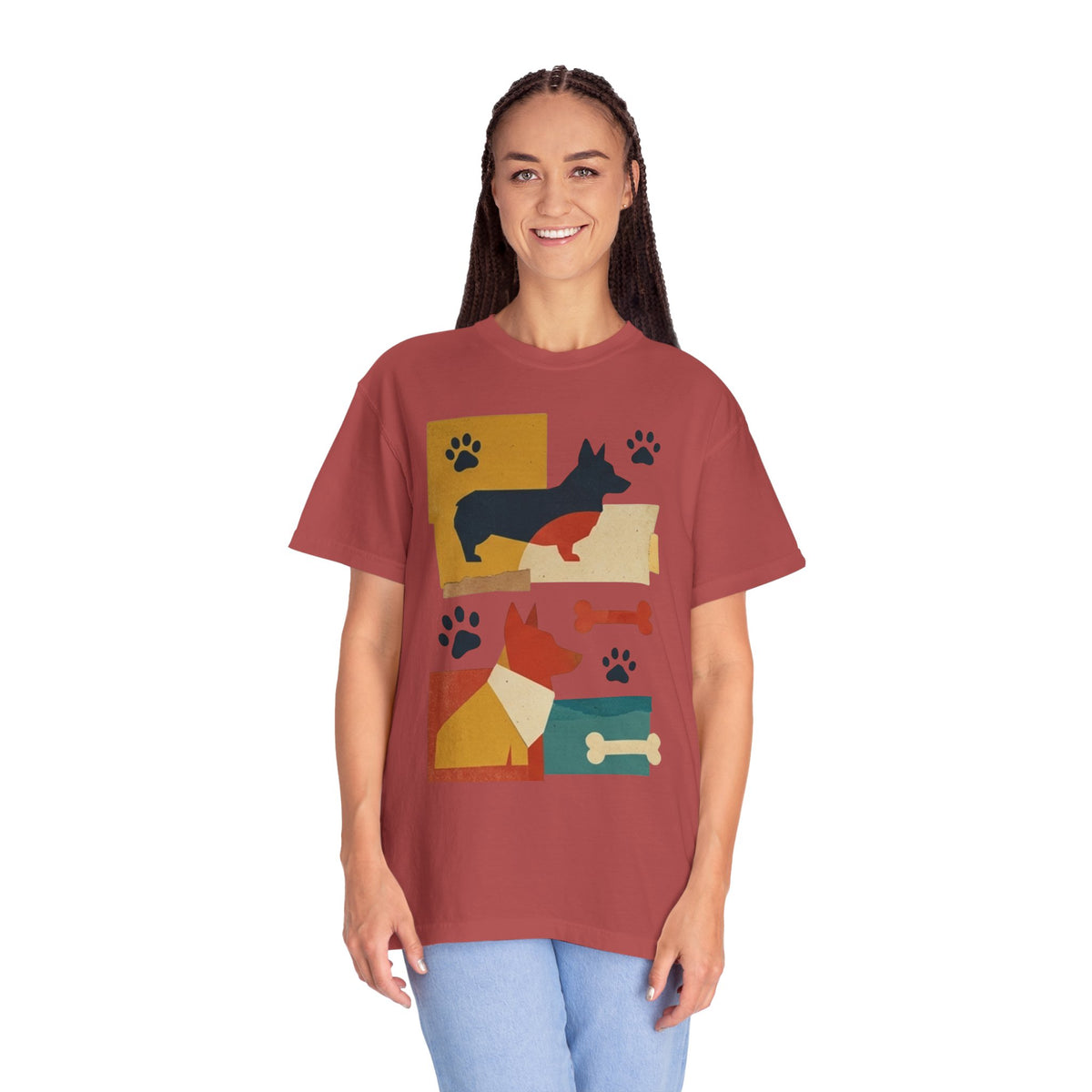 Color: Crimson | Dogs and Bones Unisex Garment-Dyed Tee