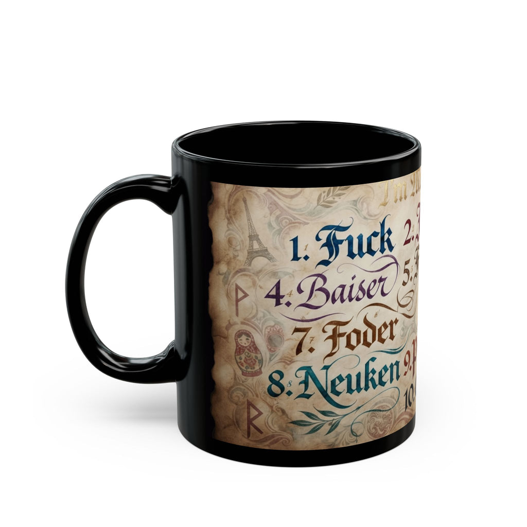 "Multilingual" Black Ceramic Mug