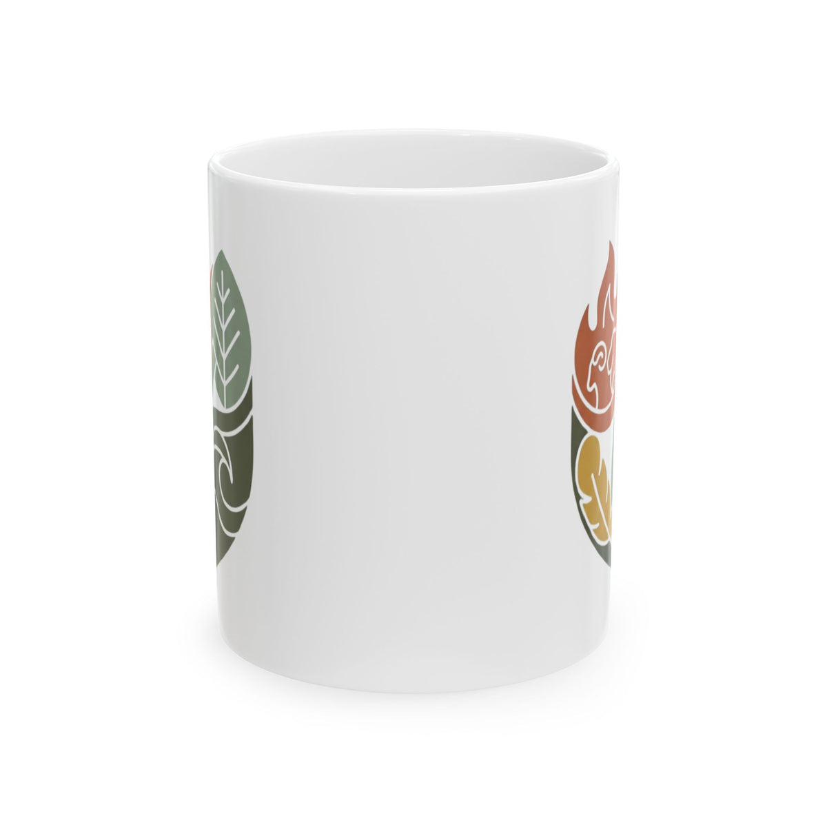 "Four Elements- Fire, Earth, Air, Water" White Ceramic Mug — Graphic