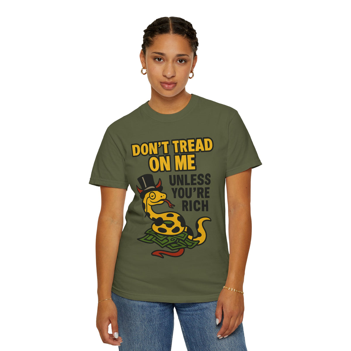 Color: Hemp | Don't Tread On Me Unisex Garment-Dyed T-shirt