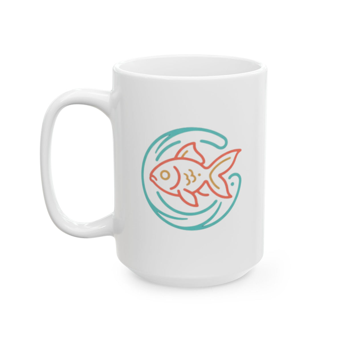 "Go Fish" White Ceramic Mug — Graphic